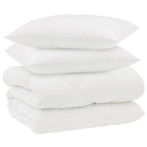 vidaXL Žiemos antklodė su pagalve 3 pcs Balta Mikropluo&scaron;tas