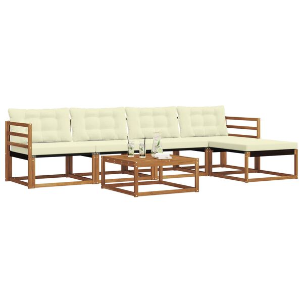 vidaXL Lauko sofos komplektas su pagalve 6 pcs Natūralus ir grietinėlė