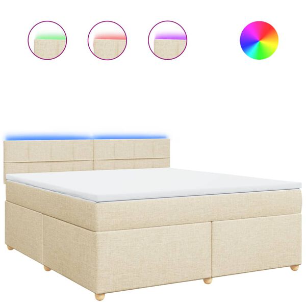 vidaXL Lova su spyruoklėmis ir čiužiniu, kreminė, 180x200 cm, audinys