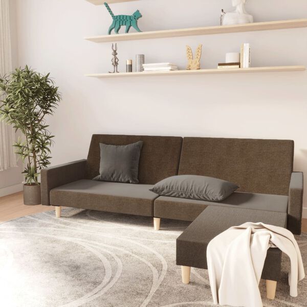 vidaXL Dvivietė sofa-lova su pakoja, taupe spalvos, audinys