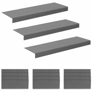 vidaXL Laiptų kilimėliai 15 vnt. 65 x 21 x 4 cm &Scaron;viesiai pilka
