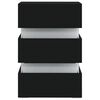 vidaXL Naktinė spintelė su LED ap&scaron;vietimu, juoda, 45x35x67cm, mediena