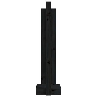 vidaXL Malkų laikiklis, juodas, 33,5x30x110cm, pušies medienos masyvas