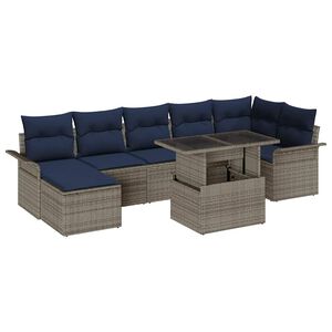 vidaXL Sodo Sofų Rinkinys su pagalve 8 pcs Pilka Poli ratanas