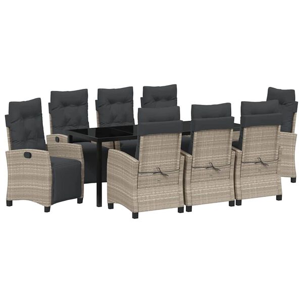 vidaXL Sodo valgomojo komplektas 9 pcs &Scaron;viesiai pilka poliratanas