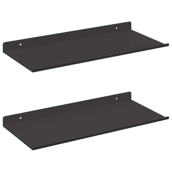 vidaXL Sieninė lentyna su lentyna 2 pcs Juoda 40 x 17,5 x 2,5 cm