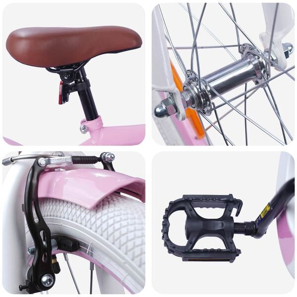 vidaXL Vaikų Dviratis 18 Colių 5&ndash;7 metų vaikams &Scaron;viesiai rožinė