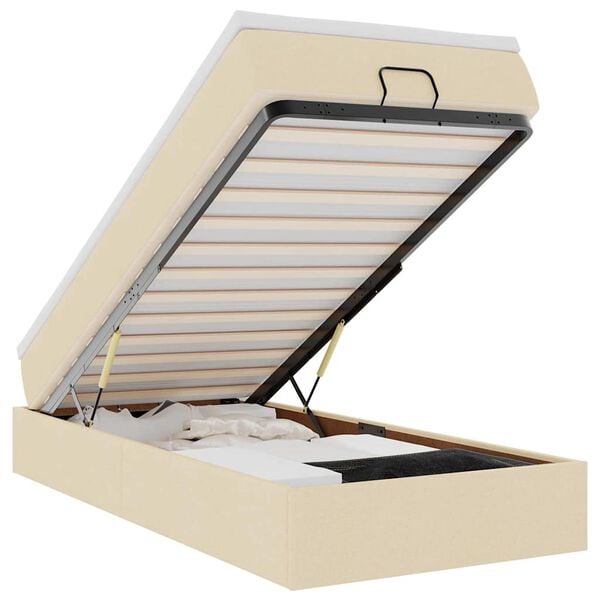 vidaXL Osmanų lovos rėmas su čiužiniu, kreminis, 80x200cm, audinys