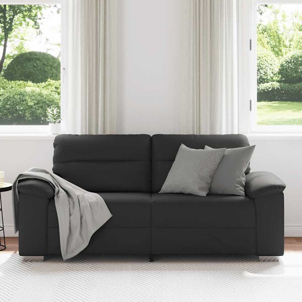 vidaXL Dvivietė sofa, juoda, 140 cm, dirbtinė oda