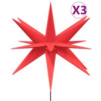 vidaXL Kalėdiniai šviestuvai su smaigais/LED, 3vnt., raudoni, 35cm