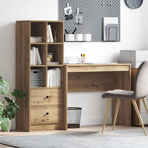 vidaXL Stalas su stalčių 2 pcs Amatininkų ąžuolas