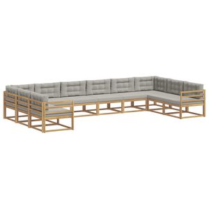 vidaXL Lauko sofos komplektas 10 vnt. Balta ir &scaron;viesiai pilka