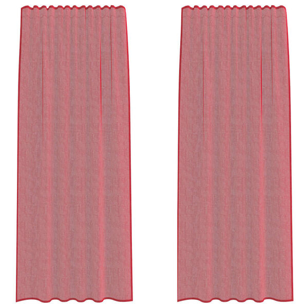 vidaXL Voile užuolaidos su strypų ki&scaron;enėmis, 2vnt., raudonojo vyno sp.