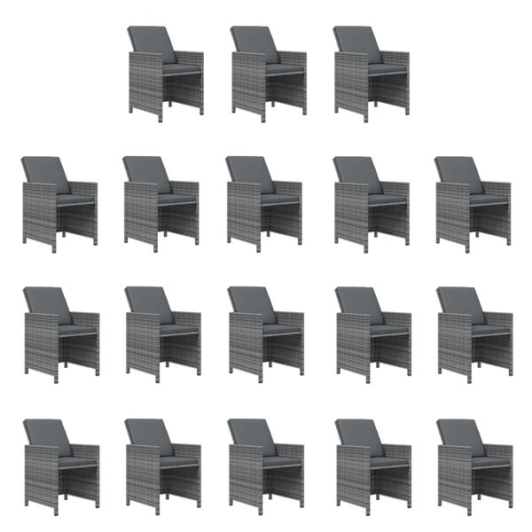 vidaXL Sodo komplektas su pagalvėlėmis, 15 dalių, pilkas, poliratanas