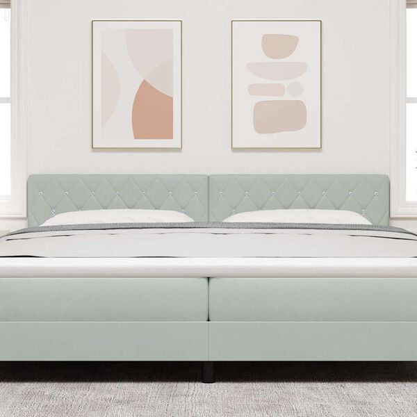 vidaXL Galvūgalis su galvūgalio Šviesiai pilka 200 cm Dirbtinė oda