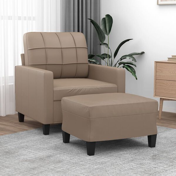 vidaXL Krėslas su pakoja, kapučino spalvos, 60cm, dirbtinė oda