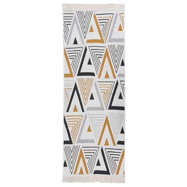 vidaXL Kilimėlis, geltonos ir pilkos spalvos, 100x300cm, medvilnė