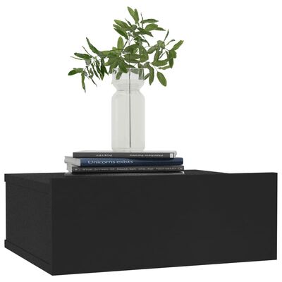 vidaXL Pakabinamas naktinis staliukas, juodas, 40x30x15cm, mediena