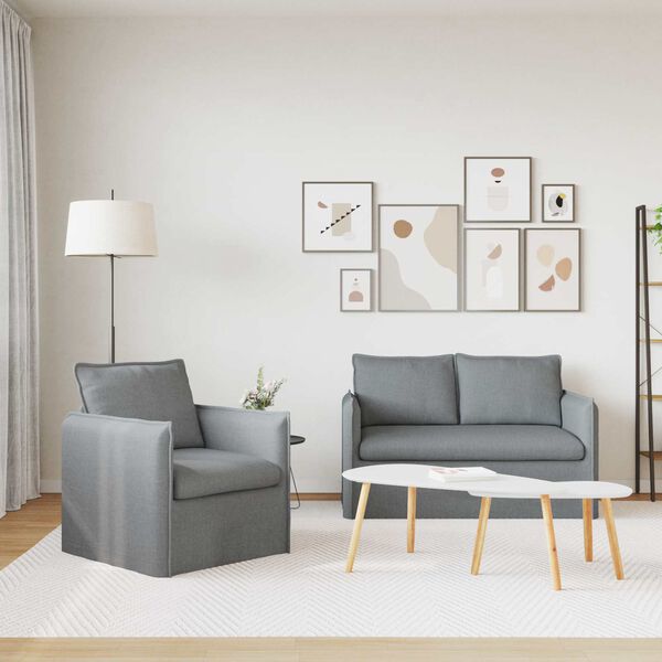 vidaXL Sofos komplektas 2 pcs &Scaron;viesiai pilka 136 x 82 x 85 cm audinys