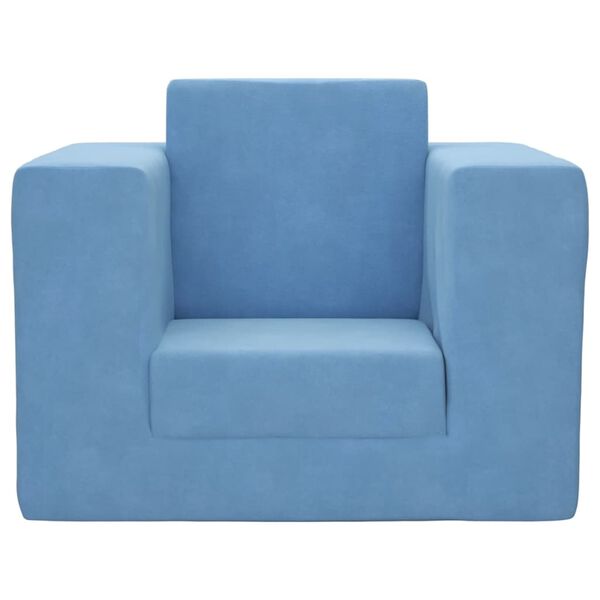 vidaXL Vaiki&scaron;ka sofa-lova, mėlynos spalvos, mink&scaron;tas pliu&scaron;as