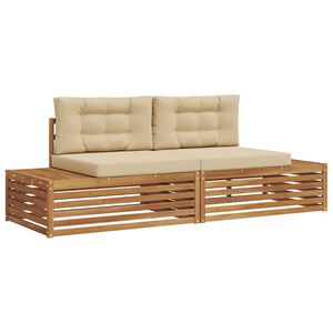 vidaXL Lauko sofos komplektas Natūralus ir bežinis 203,5 x 83 x 73 cm