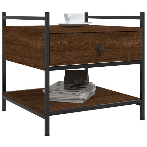 vidaXL Kavos staliukas, rudas ąžuolo, 50x50x50cm, apdirbta mediena