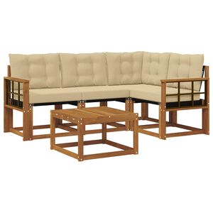 vidaXL Lauko sofos komplektas su pagalve 5 pcs Natūralus ir bežinis