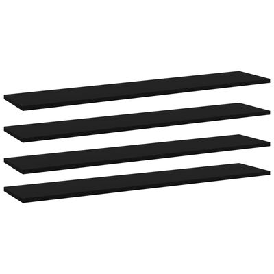vidaXL Knygų lentynos plokštės, 4vnt., juodos, 100x20x1,5cm, MDP