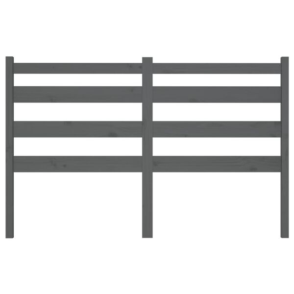 vidaXL Lovos galvūgalis, pilkas, 146x4x100cm, pu&scaron;ies medienos masyvas