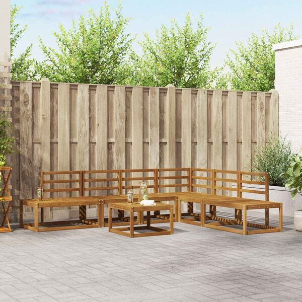 vidaXL Sofos komplektas 7 Vienetas Natūrali Kietos akacijos mediena