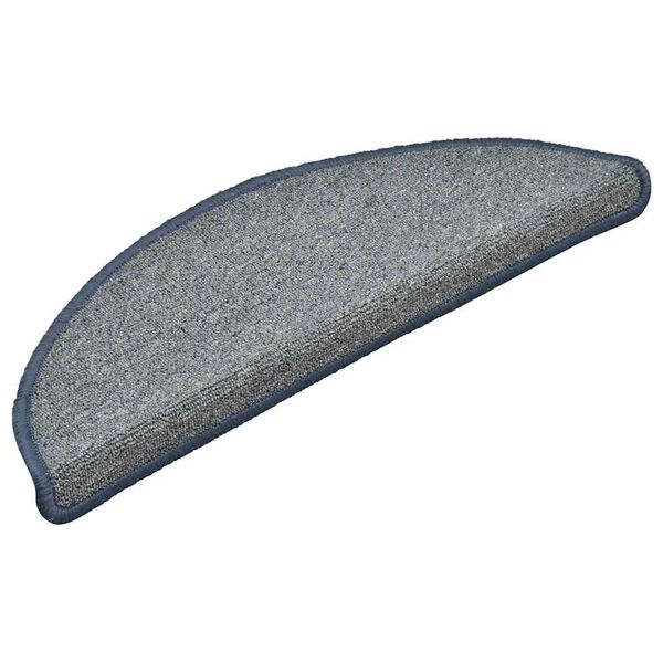 vidaXL Laiptų kilimėliai, 30 vnt., 56x17x3 cm, &scaron;viesiai pilki ir mėlyni, pusapvaliai
