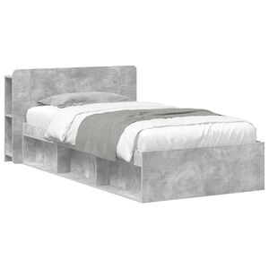vidaXL Lovos rėmas su saugojimu su galvūgalio Betono pilka 75 x 190 cm