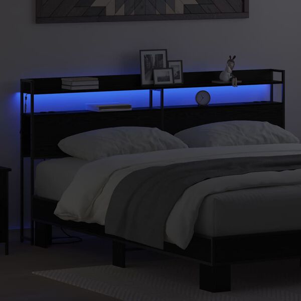 vidaXL Saugojimo galvos atlo&scaron;as juoda ąžuolo 200 cm Apdirbta mediena