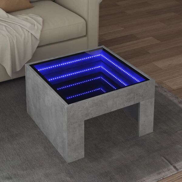 vidaXL Kavos staliukas su Infinity LED lemputėmis, betono, 50x50x30cm