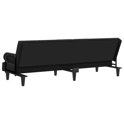 vidaXL Sofa-lova su porankiais, juodos spalvos, aksomas
