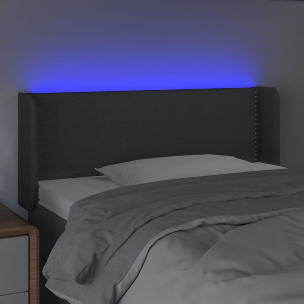 vidaXL Galvūgalis su LED, tamsiai pilkas, 83x16x78/88cm, audinys
