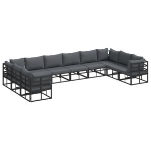 vidaXL Sodo Sofų Rinkinys 10 vnt. Juoda Aliuminis