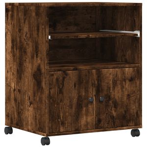 vidaXL Spausdintuvo stovas su ratukais, dūminio ąžuolo, 60x48x74cm