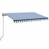 vidaXL Markizė su LED/vėjo jutikliu, mėlyna/balta, 350x250cm
