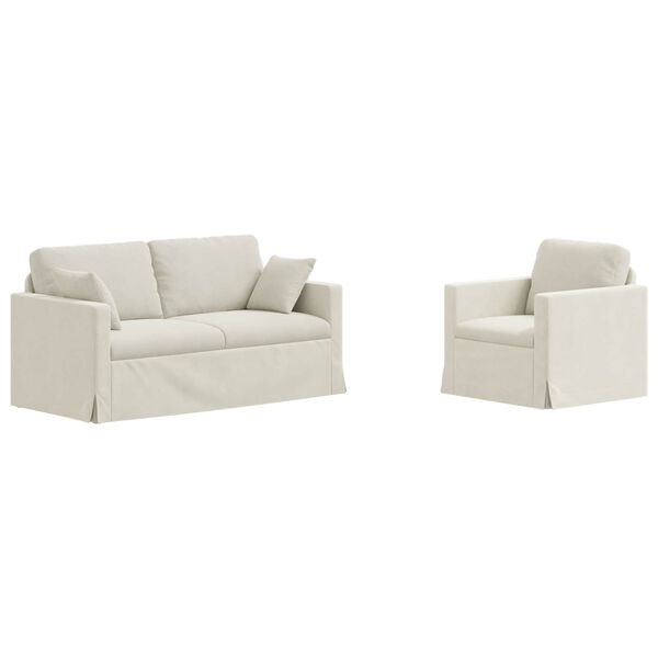 vidaXL Sofa 2 pcs Kreminė 158 x 78 x 80 cm Aksomas