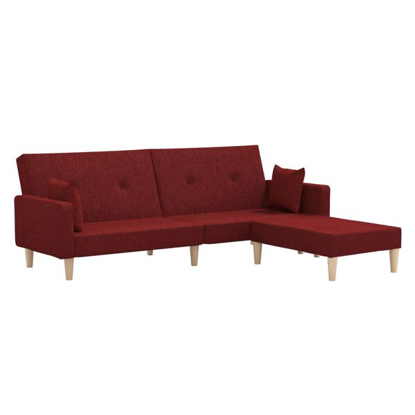 vidaXL Dvivietė sofa-lova su pakoja, vyno raudonos spalvos, audinys