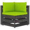 vidaXL Modulinė kampinė sofa su pagalvėmis, pilkai impregnuota mediena