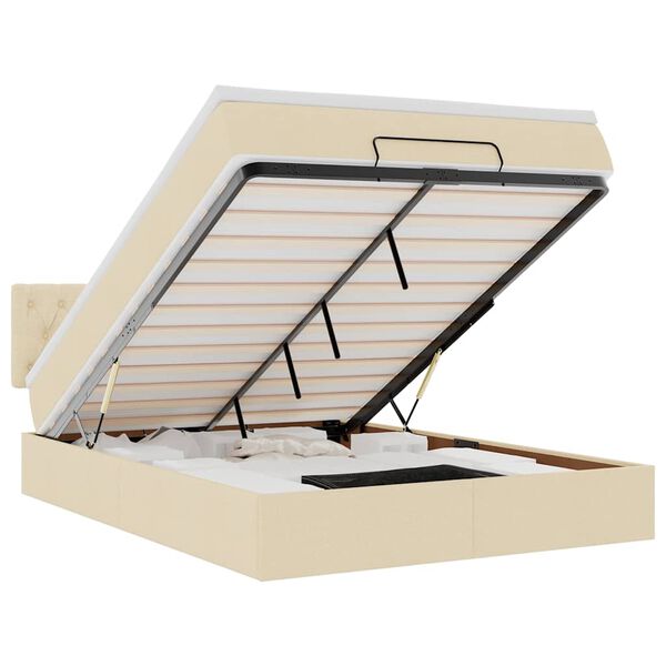 vidaXL Osmanų lova su čiužiniu, kreminis, 140x190cm, audinys