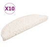 vidaXL Laiptų kilimėliai, 10 vnt., 56x17x3 cm, balti, pusapvaliai