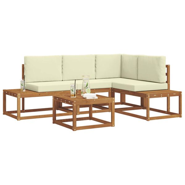 vidaXL Lauko sofos komplektas 5 Vienetas Natūralus ir grietinėlė