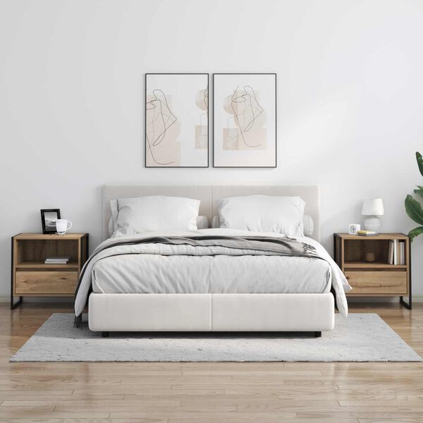 vidaXL Naktinis staliukas su stalčių Meistrų ąžuolas 50 x 39,5 x 50 cm