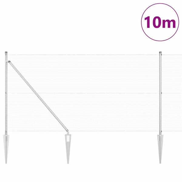 vidaXL Tvora su stulpais Sidabro 0.8 x 10 m Plienas