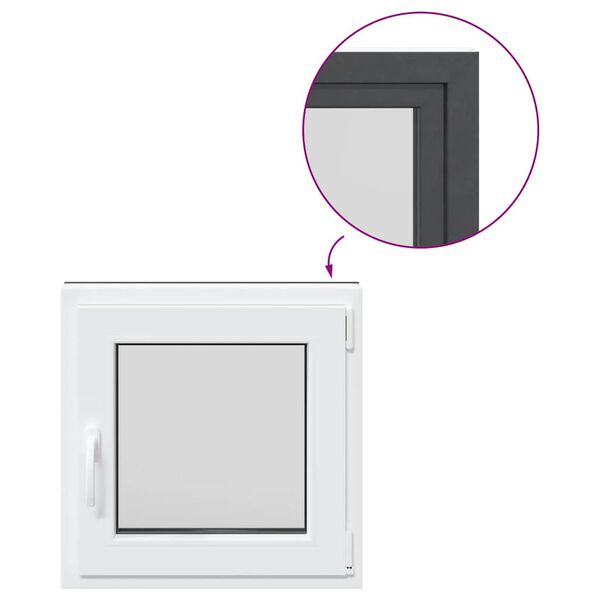 vidaXL Rūsio langas "RISOR", 50x50 cm, atverčiamas ir pasukamas, DIN, de&scaron;ininis, antracito spalvos