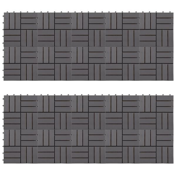 vidaXL Grindų plytelės, 20vnt., pilkos, 30x30cm, akacijos masyvas