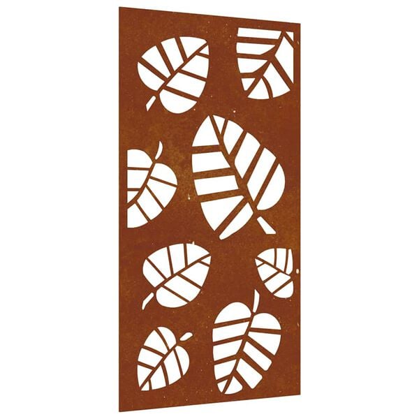 vidaXL Sodo sienos dekoracija, 105x55cm, corten plienas, lapų dizaino